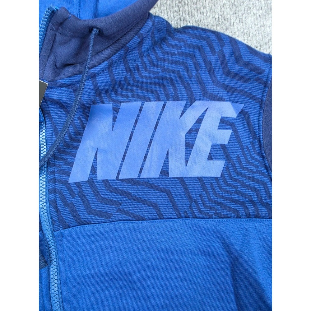 NWT Nike Sweatshirt Mens 2XL XXL Blue Swoosh Spell Out Full Zip Hoodie New - Picture 3 of 10